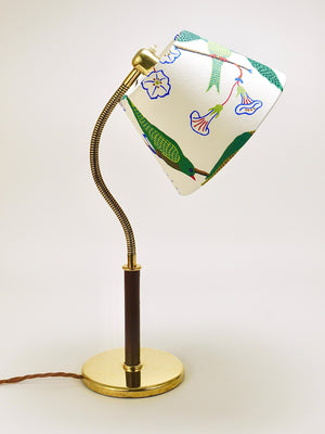 Lampe de table Josef Frank J.T. Kalmar Tisch-Überall, laiton & cuir, Autriche, 1930