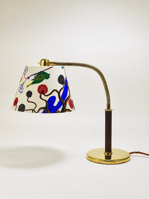 Lampe de table Josef Frank J.T. Kalmar Tisch-Überall, laiton & cuir, Autriche, 1930
