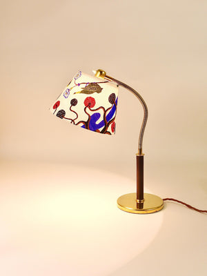 Lampe de table Josef Frank J.T. Kalmar Tisch-Überall, laiton & cuir, Autriche, 1930