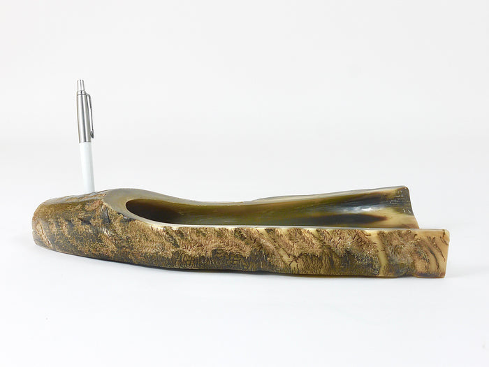 Carl Aubock Mid Century Horn Desk Pen & Pencil Tray & Holder, Austria, 1960s