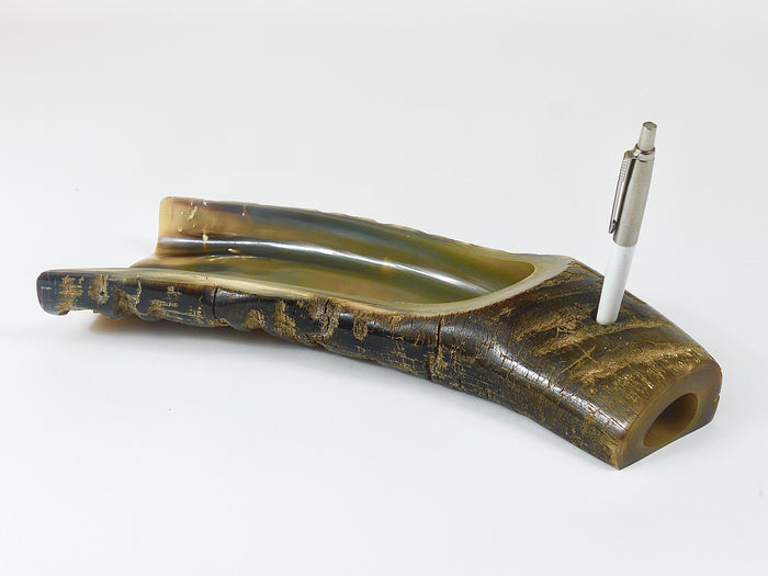 Carl Aubock Mid Century Horn Desk Pen & Pencil Tray & Holder, Austria, 1960s