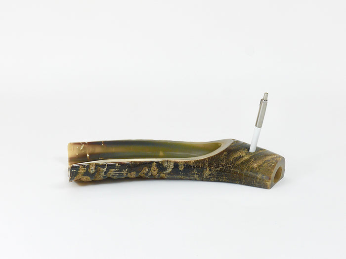 Carl Aubock Mid Century Horn Desk Pen & Pencil Tray & Holder, Austria, 1960s