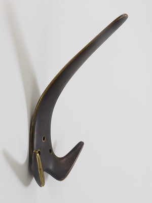 Carl Aubock Two Large Brass Double Wall Coat Hooks #4056, Austria, 1950s