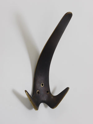 Carl Aubock Two Large Brass Double Wall Coat Hooks #4056, Austria, 1950s