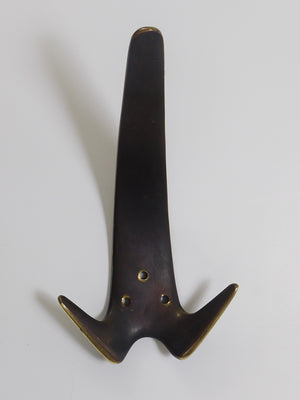 Carl Aubock Two Large Brass Double Wall Coat Hooks #4056, Austria, 1950s