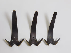 Carl Aubock Two Large Brass Double Wall Coat Hooks #4056, Austria, 1950s