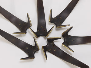 Carl Aubock Two Large Brass Double Wall Coat Hooks #4056, Austria, 1950s