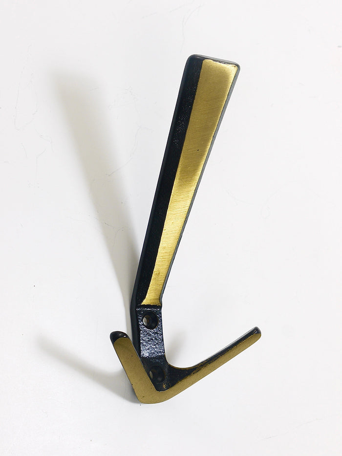 21x Midcentury Brass Double Wall Hook by Herta Baller, Vienna, Austria, 1950s