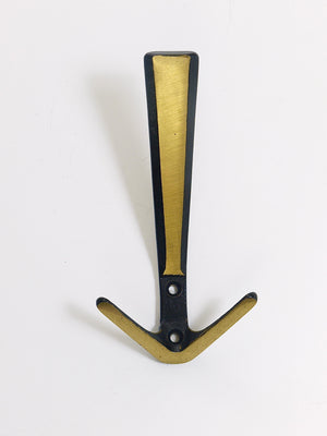 21x Midcentury Brass Double Wall Hook by Herta Baller, Vienna, Austria, 1950s
