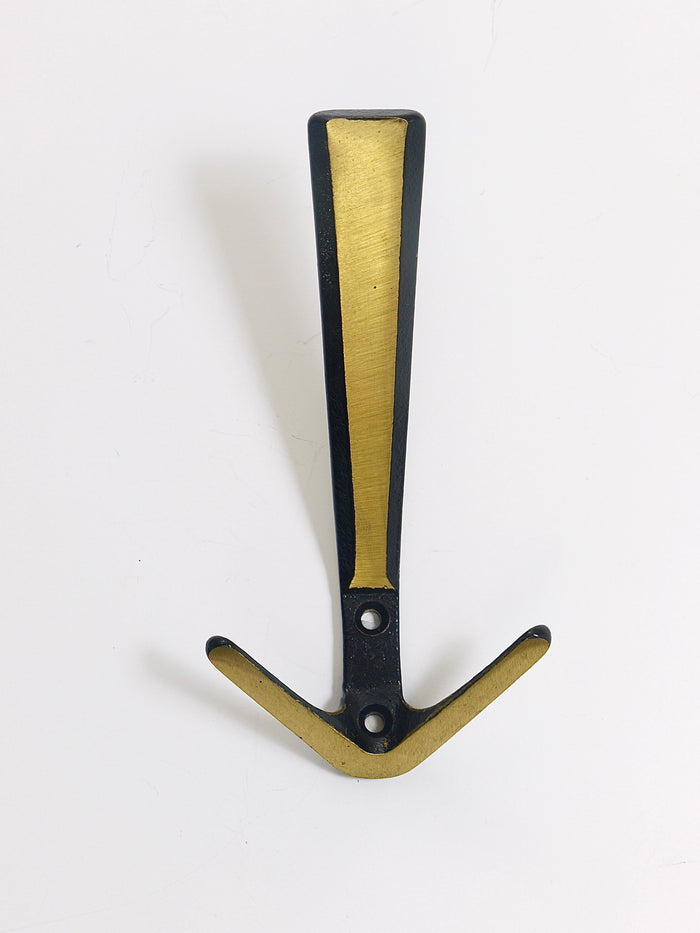 21x Midcentury Brass Double Wall Hook by Herta Baller, Vienna, Austria, 1950s