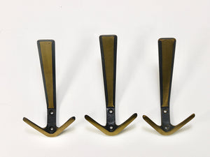21x Midcentury Brass Double Wall Hook by Herta Baller, Vienna, Austria, 1950s