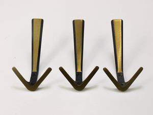 21x Midcentury Brass Double Wall Hook by Herta Baller, Vienna, Austria, 1950s