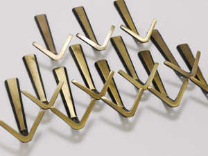 21x Midcentury Brass Double Wall Hook by Herta Baller, Vienna, Austria, 1950s