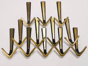 21x Midcentury Brass Double Wall Hook by Herta Baller, Vienna, Austria, 1950s