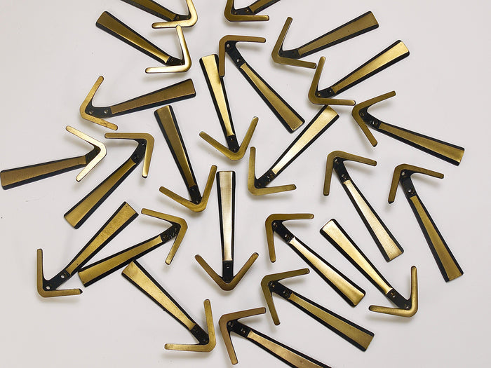 21x Midcentury Brass Double Wall Hook by Herta Baller, Vienna, Austria, 1950s
