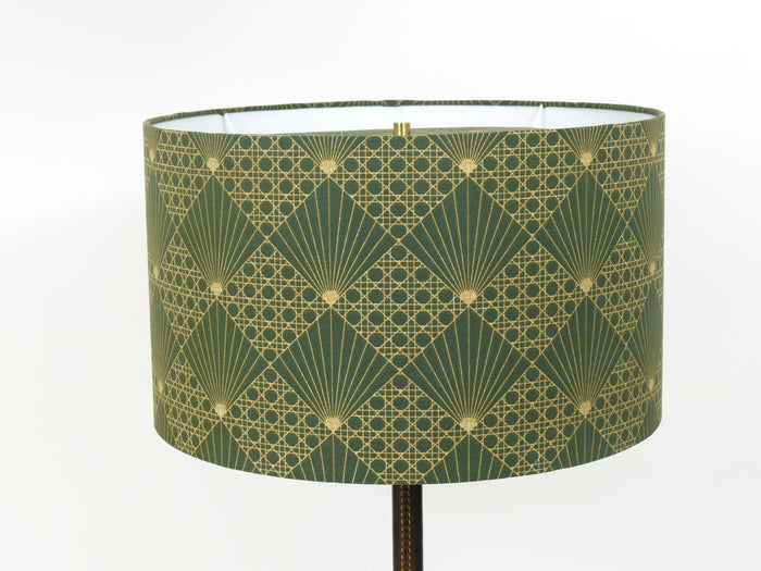 Pair J.T. Kalmar Brass & Leather Mid-Century Table or Side Lamps, Austria, 1960s