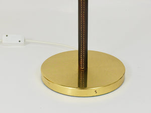 Paar J.T. Kalmar Tisch- oder Beistelllampen aus Messing und Leder, Mid-Century, Österreich, 1960er-Jahre