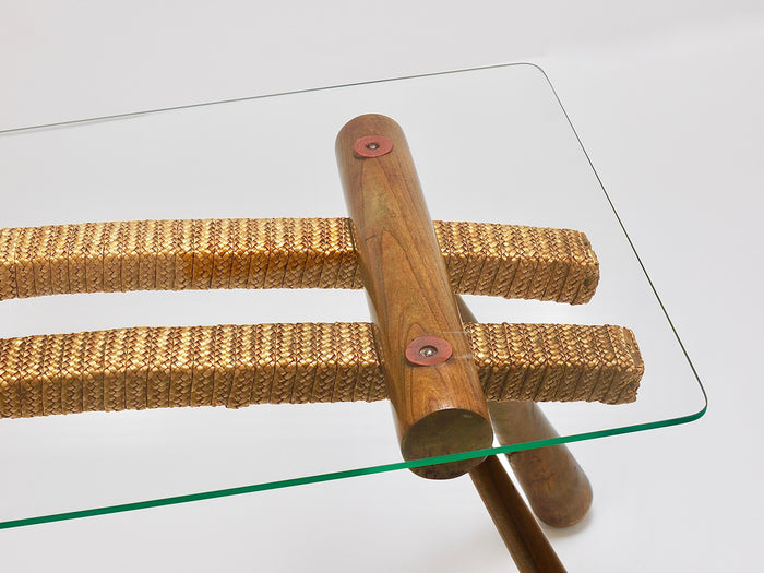 Max Kment Mid-Century Coffee Occasional Side Table, Maple, Rope, Austria, 1950s