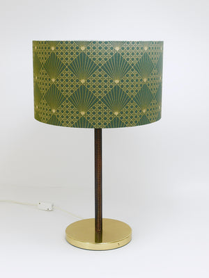 Paar J.T. Kalmar Tisch- oder Beistelllampen aus Messing und Leder, Mid-Century, Österreich, 1960er-Jahre