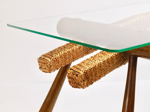 Table basse / d'appoint Mid-Century Max Kment, érable, corde, Autriche, années 1950
