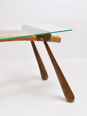Table basse / d'appoint Mid-Century Max Kment, érable, corde, Autriche, années 1950