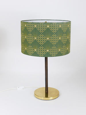 Paar J.T. Kalmar Tisch- oder Beistelllampen aus Messing und Leder, Mid-Century, Österreich, 1960er-Jahre