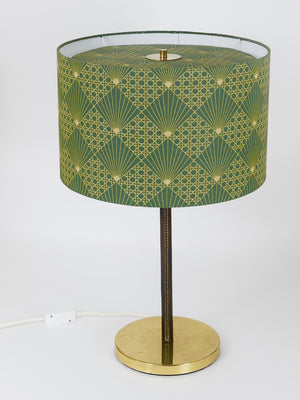 Paar J.T. Kalmar Tisch- oder Beistelllampen aus Messing und Leder, Mid-Century, Österreich, 1960er-Jahre