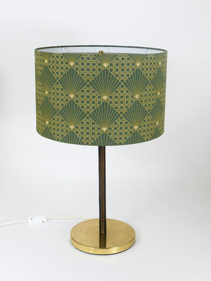 Paar J.T. Kalmar Tisch- oder Beistelllampen aus Messing und Leder, Mid-Century, Österreich, 1960er-Jahre