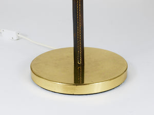 Paar J.T. Kalmar Tisch- oder Beistelllampen aus Messing und Leder, Mid-Century, Österreich, 1960er-Jahre