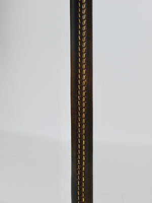 Paar J.T. Kalmar Tisch- oder Beistelllampen aus Messing und Leder, Mid-Century, Österreich, 1960er-Jahre