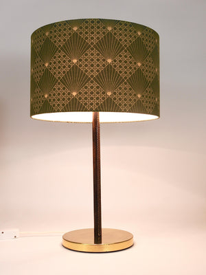 Paar J.T. Kalmar Tisch- oder Beistelllampen aus Messing und Leder, Mid-Century, Österreich, 1960er-Jahre