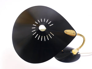 1950s Cosack Cobra Black Mid-Century Brass Desk or Table Lamp, Stilnovo Style