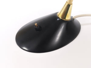 1950s Cosack Cobra Black Mid-Century Brass Desk or Table Lamp, Stilnovo Style