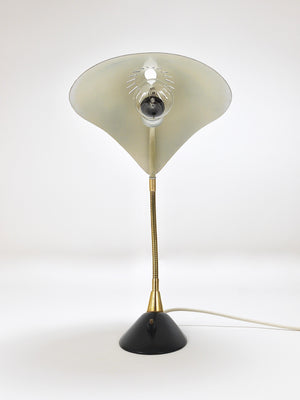 1950s Cosack Cobra Black Mid-Century Brass Desk or Table Lamp, Stilnovo Style
