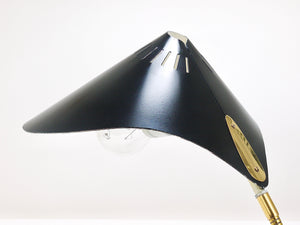 1950s Cosack Cobra Black Mid-Century Brass Desk or Table Lamp, Stilnovo Style