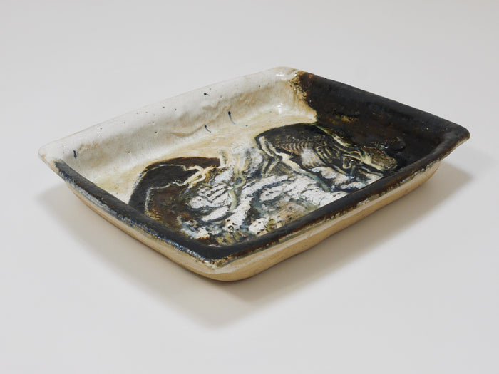 Two Jeppe Hagedorn-Olsen Large Abstract Stoneware Bowls / Plates, Denmark, 1970s