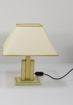 Lámpara de mesa auxiliar Romeo Rega de latón, marfil y oro de mediados de siglo, Italia, años 70