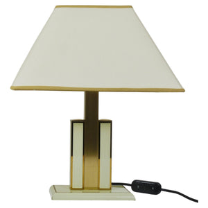 Lámpara de mesa auxiliar Romeo Rega de latón, marfil y oro de mediados de siglo, Italia, años 70