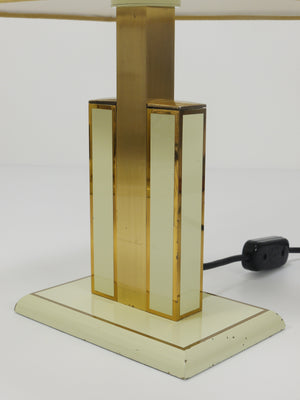 Lámpara de mesa auxiliar Romeo Rega de latón, marfil y oro de mediados de siglo, Italia, años 70