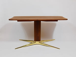 Oswald Haerdtl x Hagenauer Vienna Brass & Walnut Coffee Table, Austria, 1950s
