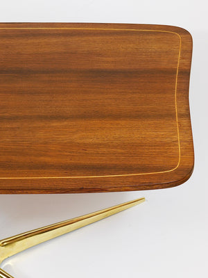 Oswald Haerdtl x Hagenauer Vienna Brass & Walnut Coffee Table, Austria, 1950s