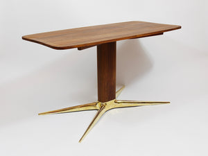 Oswald Haerdtl x Hagenauer Vienna Brass & Walnut Coffee Table, Austria, 1950s