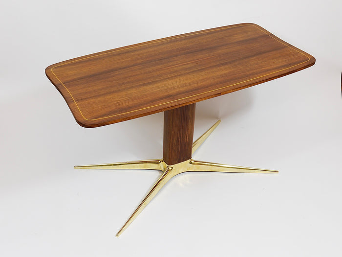 Oswald Haerdtl x Hagenauer Vienna Brass & Walnut Coffee Table, Austria, 1950s