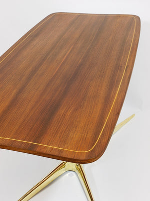 Oswald Haerdtl x Hagenauer Vienna Brass & Walnut Coffee Table, Austria, 1950s