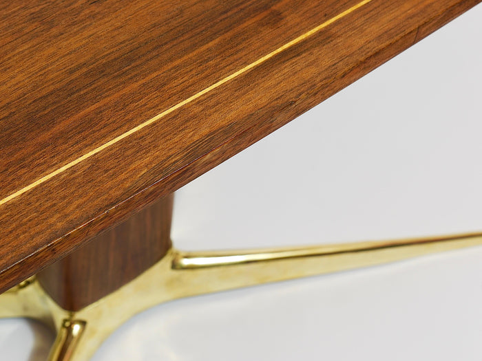 Oswald Haerdtl x Hagenauer Vienna Brass & Walnut Coffee Table, Austria, 1950s