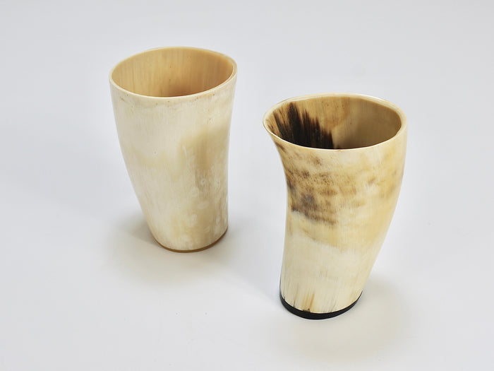 Two Carl Aubock Mid-Century Horn Desk Pen & Pencil Holder Cups, Austria, 1950s