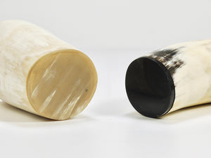 Deux pots porte-stylos et crayons de bureau en corne Carl Aubock, Mid-Century, Autriche, années 1950