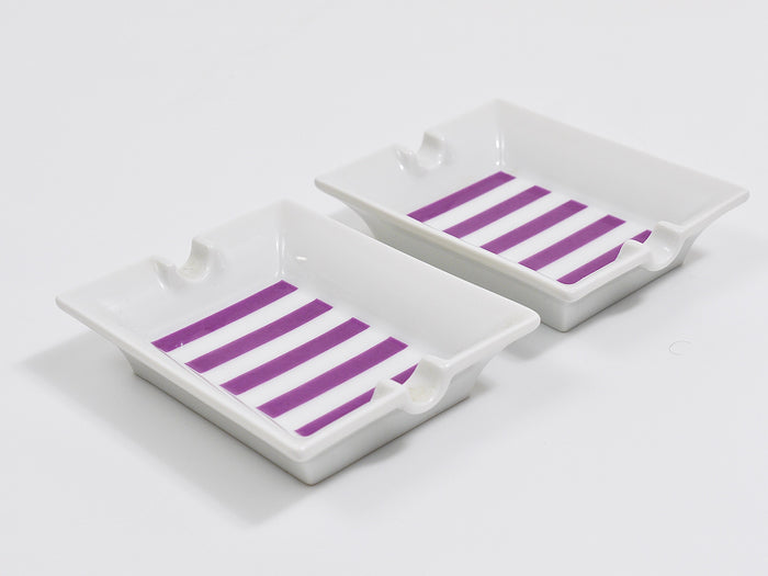 Pair Augarten Vienna Purple Midcentury Fine Porcelaine Ashtrays, Austria, 1950s