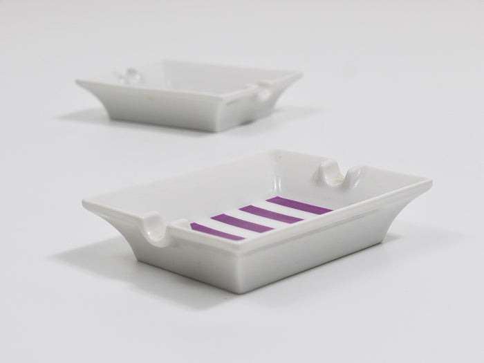 Pair Augarten Vienna Purple Midcentury Fine Porcelaine Ashtrays, Austria, 1950s