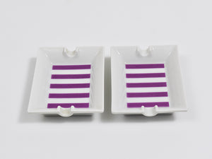 Paire de cendriers Augarten Vienna en fine porcelaine violette, Mid-Century, Autriche, années 1950